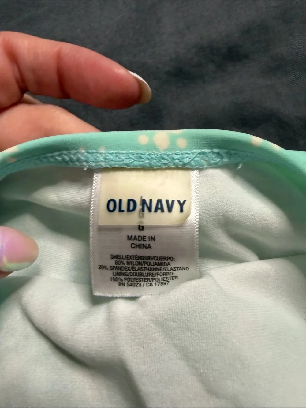 Old Navy Mint Green One-Piece Swimsuit with Navy Halter Tie